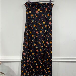 LuLaRoe Black Maxi Skirt Orange Yellow Floral stretch small modest